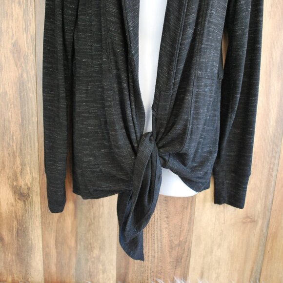 Peach Women's Cardigan with Bottom Tie Activewear Black M - Picture 3 of 6